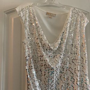 Michael Kors White sequined slouchy t-shirt